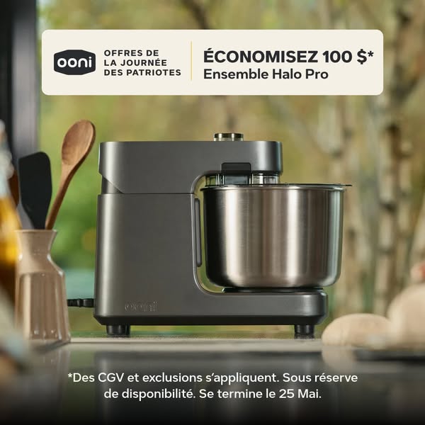 This image ad promotes a discount for Ooni's Halo Pro mixer in honor of Patriot's Day.