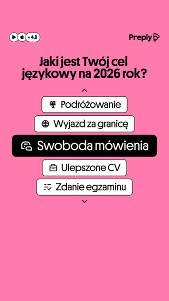 This ad is for Preply, an online language learning platform. The ad asks the user what their language goal is for 2026 a