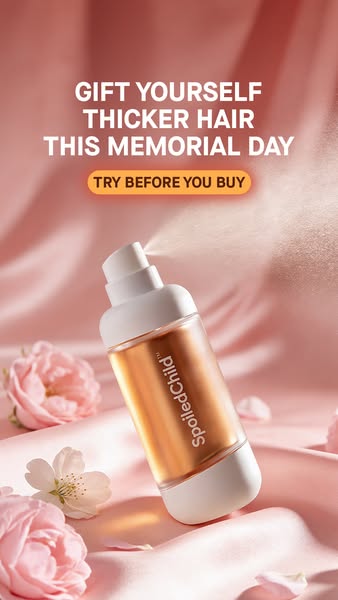 This ad features the Spoil Child hair product. It emphasizes the idea of gifting yourself thicker hair for Memorial Day,