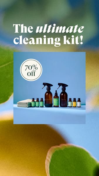 This image ad features a collection of cleaning products and advertises them as 'the ultimate cleaning kit' alon