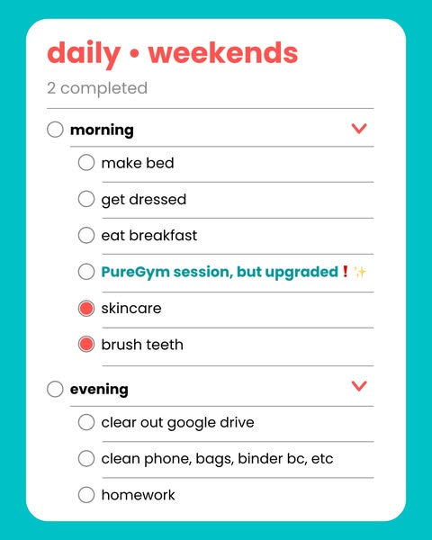This ad promotes PureGym by presenting it as an upgrade to a standard to-do list. It visually mimics a checklist format 