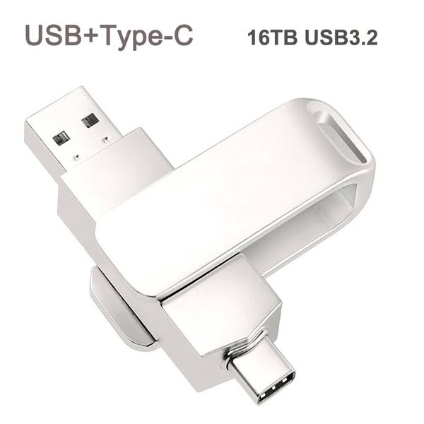 The ad features a USB and Type-C flash drive with 16 TB USB 3.2.