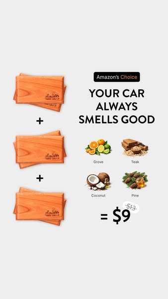 This ad for Drift car air fresheners uses images of the product and a simple mathematical equation to communicate value 