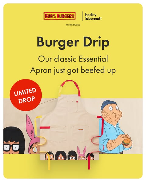 This ad features the classic essential apron that has been beefed up with Bob's Burgers characters.