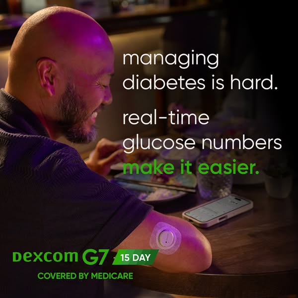 This ad presents the Dexcom G7 as a solution for the challenges of managing diabetes, highlighting its real-time glucose