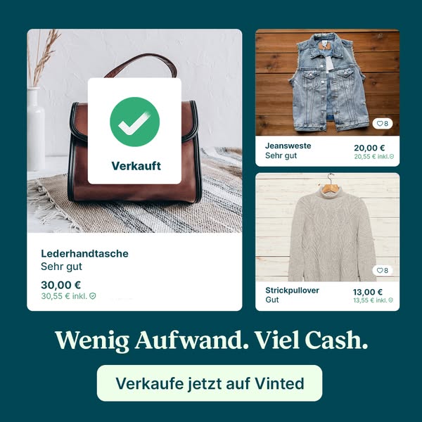 This ad showcases a selection of clothing and accessories available on Vinted, emphasizing the platform's ease of us