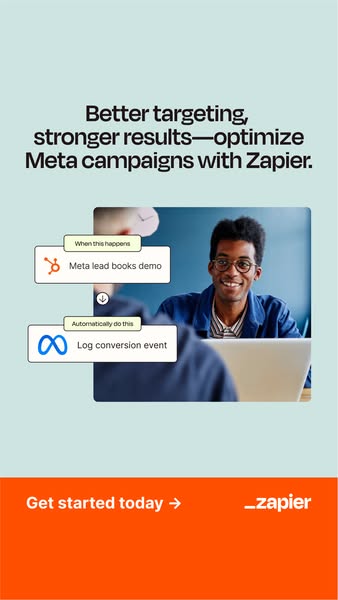This ad promotes Zapier as a solution for optimizing Meta campaigns by improving targeting and achieving stronger result