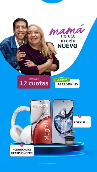 This ad showcases the Honor Magic8 Lite and Nubia Air 5G cellphones, with a promotion of up to 12 months of payments. Ad