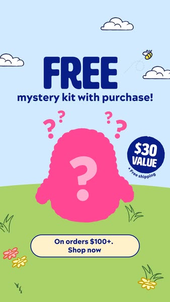 This image ad showcases a free mystery kit with purchase, encouraging customers to shop now for orders $100 or more.