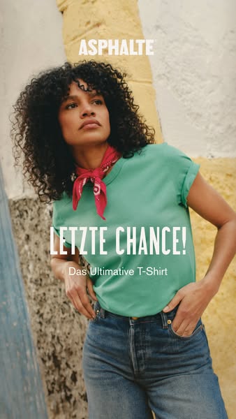 This image ad for Asphalté promotes its "Ultimate T-Shirt" with a sense of urgency, suggesting limited availab