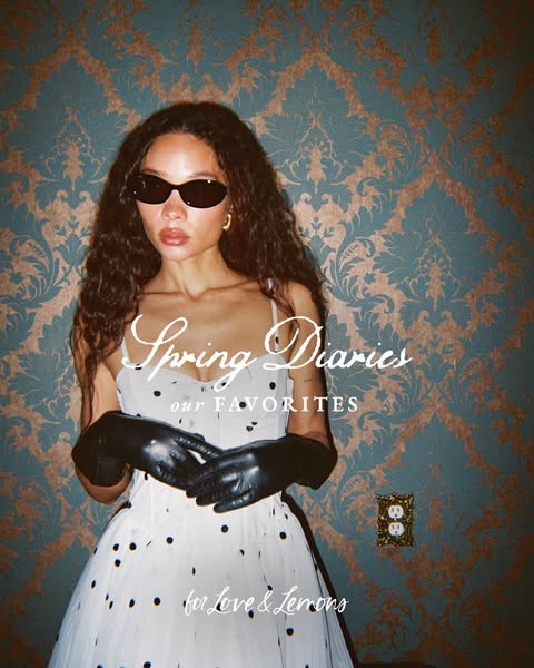 This image promotes 'for love & lemons' spring collection.