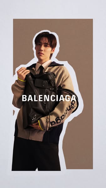 This ad showcases a person wearing a Balenciaga backpack and jacket.