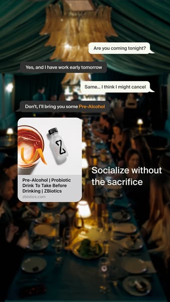 This ad for ZBiotics uses a faux text message conversation to highlight the fear of missing out (FOMO), by framing the p