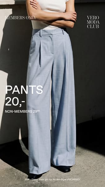 This image ad for VERO MODA CLUB promotes pants, offered at a special price for club members.