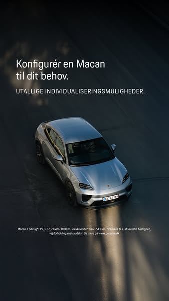 This ad showcases the Macan, emphasizing its customization options and performance specifications through a sleek visual