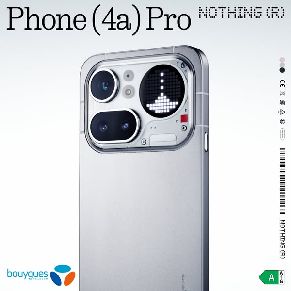 A product advertisement showcasing the Phone (4a) Pro with a focus on its unique design elements.