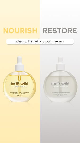 This ad uses a split screen to present two hair products side by side, highlighting their benefits and positioning them 