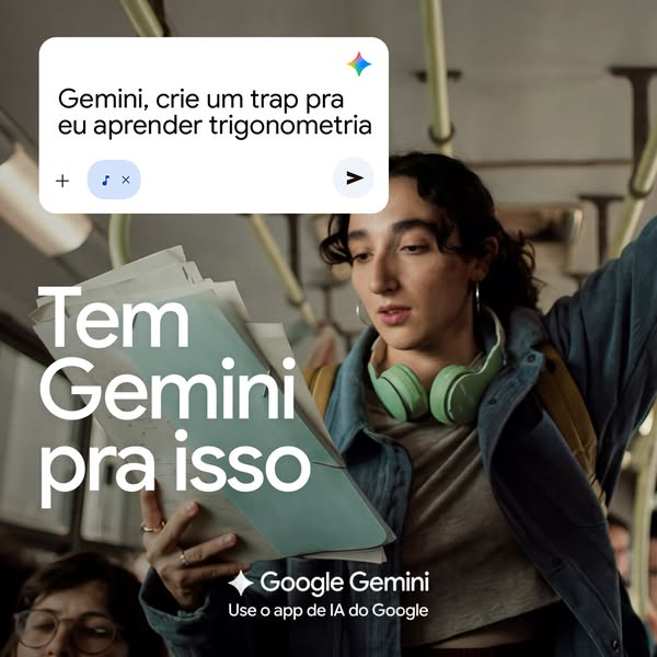 This ad for Google Gemini, a generative AI app, presents a screenshot of the app interface showing the user requesting G
