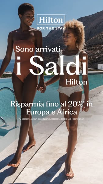 This image ad for Hilton promotes sales of up to 20% off in Europe and Africa.
