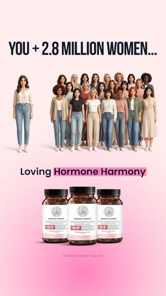 This Meta image ad for Hormone Harmony features a group of women, implying a large community. The text references millio