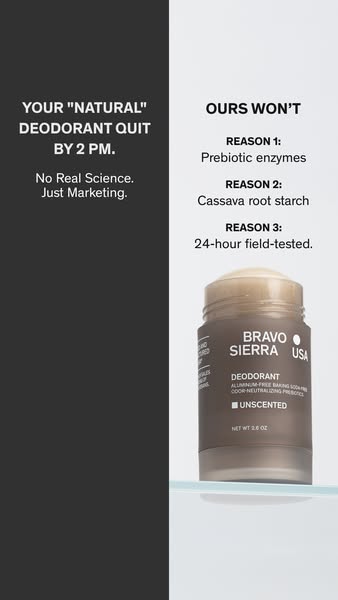 This ad for Bravo Sierra deodorant compares its product to other "natural" deodorants, claiming they don't