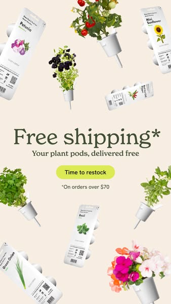 This ad for Click & Grow promotes free shipping on plant pod orders, reminding users to restock.