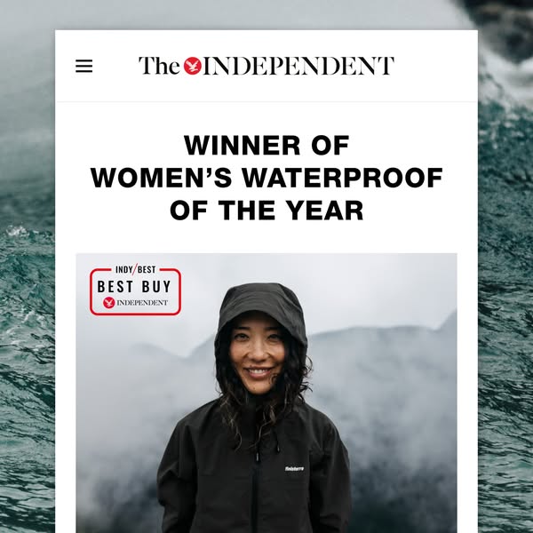 An image ad featuring a screenshot from The Independent's website announcing a women's waterproof jacket as the 