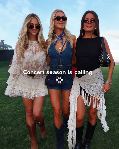 This image ad features three women dressed in clothing suitable for a concert or music festival. The text overlay states