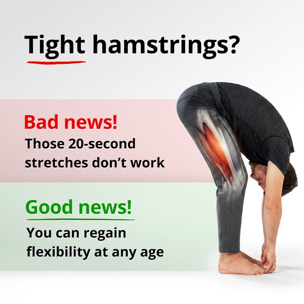 This ad targets people with tight hamstrings by first pointing out the problem, then discrediting a common solution. Fin