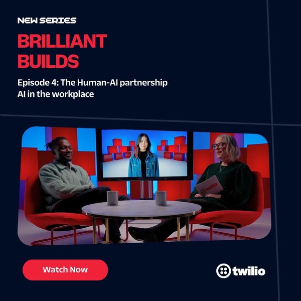 This ad promotes the Twilio "Brilliant Builds" video series, specifically Episode 4, which discusses the partn