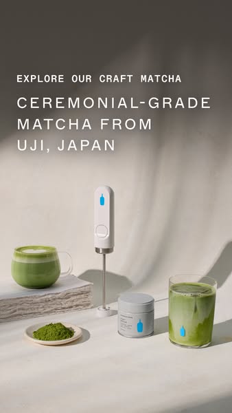 This ad features a variety of matcha products including ceremonial grade matcha from Uji, Japan.