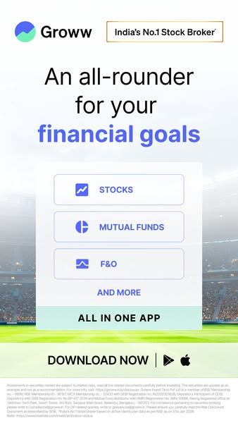This ad for Groww features a list of the different financial instruments that can be traded using the app.