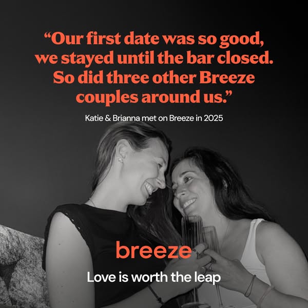 This ad features a quote from a couple who met on the Breeze dating app, suggesting that others using the app have also 