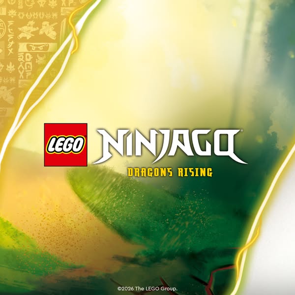 The ad is a promotional image for the new LEGO Ninjago: Dragons Rising show.