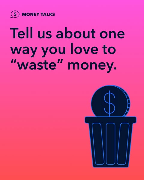 This ad features a question prompt about how people love to 'waste' money, with the intent of engaging with user