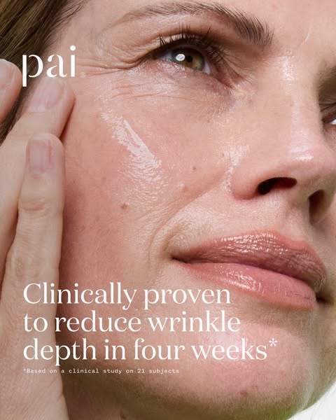 This ad for Pai Skincare shows a close up of a person applying the product to their face. The ad focuses on the clinical