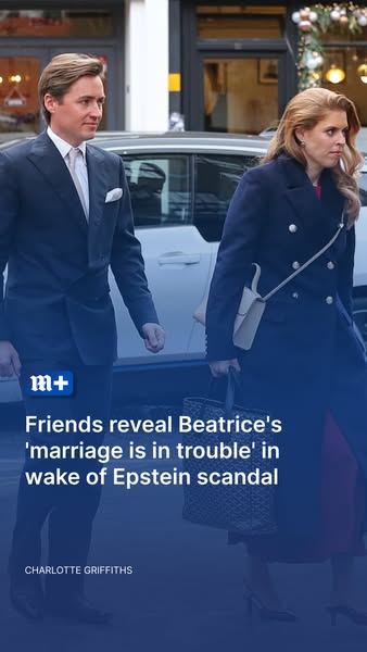 This ad shows an image of Princess Beatrice and her husband walking outside, with a superimposed news headline suggestin