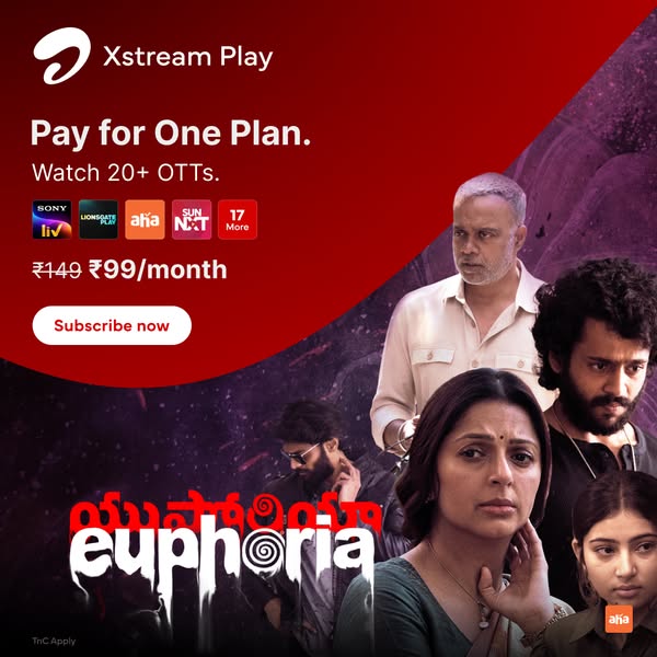 This image ad promotes Xstream Play, highlighting access to 20+ OTT platforms for ₹99/month.