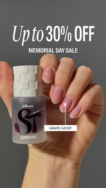 This ad showcases a Chillhouse nail polish color called Grape Goop and promotes the brand's Memorial Day sale.