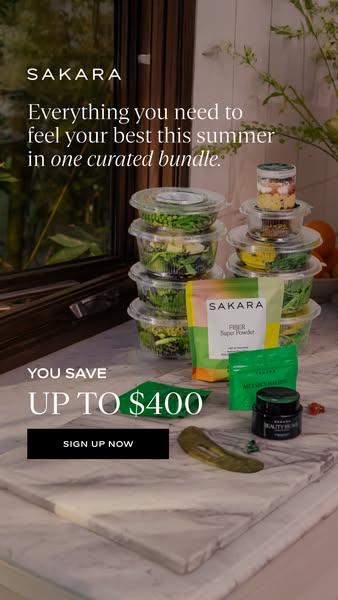This image ad for Sakara promotes a curated bundle that will help you feel your best this summer. The ad also features a