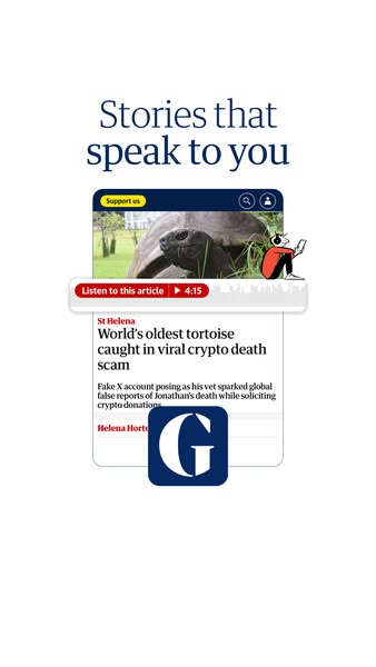 This ad uses a screenshot of an article from The Guardian to highlight its audio feature.
