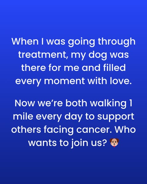 An image ad designed to promote an event related to cancer. The ad features text on a solid blue background. The message