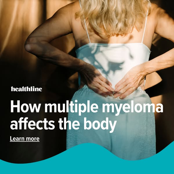 This ad by Healthline is meant to educate the viewer on multiple myeloma. It shows a person from the back, with their ha