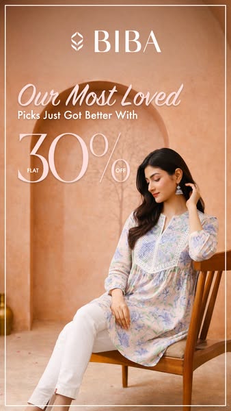 This ad promotes Biba clothing with a 30% off offer. The ad features an image of a woman wearing a Biba top and pants, a