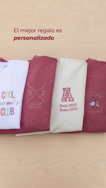 This ad features an image of four sweaters with custom embroidery to illustrate the brand's positioning around offer