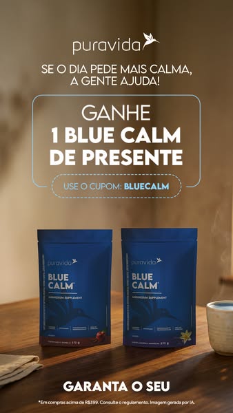 An ad for Puravida’s Blue Calm magnesium supplement features a promotional offer to get one free with the use of a coupo