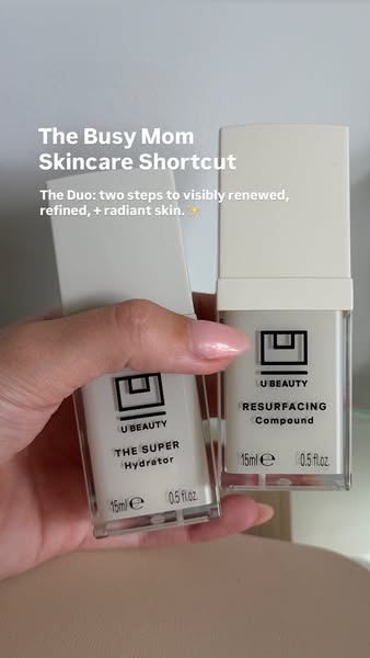 A paid social media ad for U Beauty featuring two skincare products. The ad promotes the products as a skincare shortcut