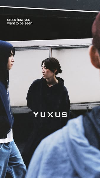 This ad by YUXUS is a street-style lifestyle image that is focused on fashion-forward consumers.
