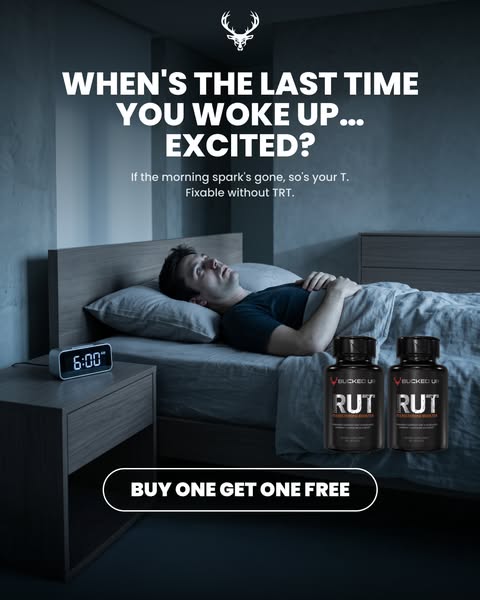 This image ad for Bucked Up's RUT supplement addresses the issue of low testosterone in men that can lead to a loss 