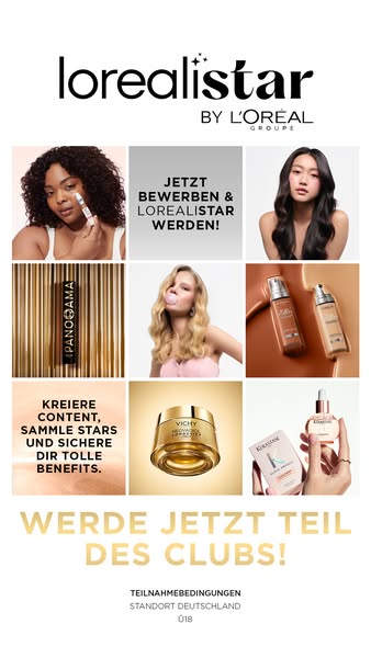 This ad is promoting L'Oreal's L'Orealistar program and attempting to recruit new members. The ad also showc